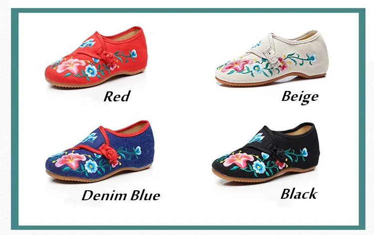 Floral Embroidered Shoes for Women Vintage Casual Loafers Canvas Dance Performance Shoe Ethnic Pumps Ladies Slingbacks Sandals