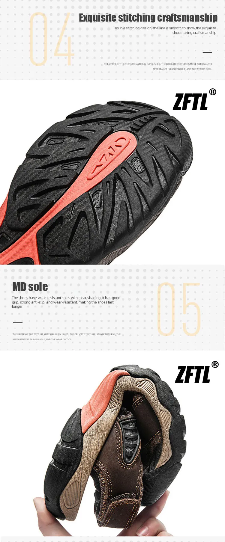 ZFTL Men's Outdoor Sandals New Genuine Leather man casual slippers Summer leisure male light beach sandals Large Size Non-slip