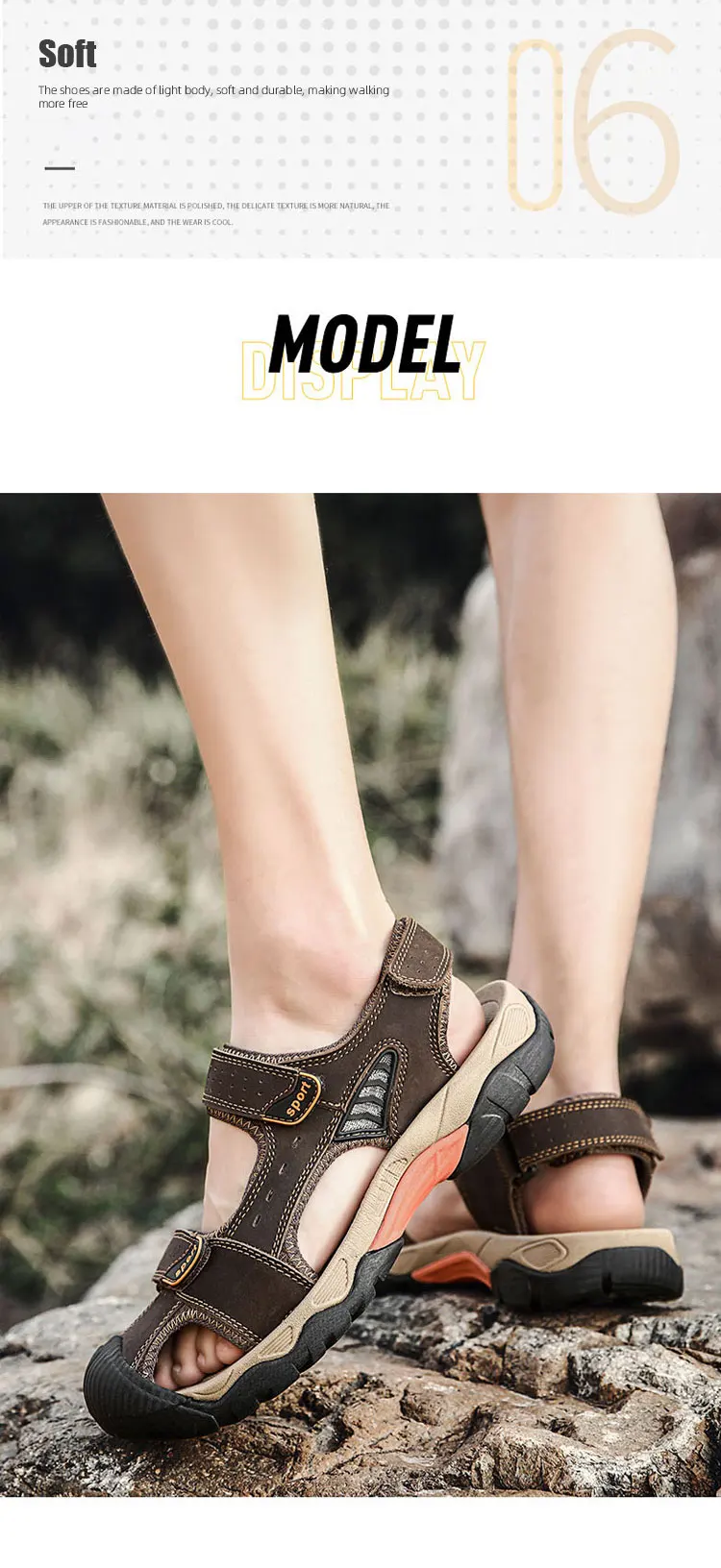 ZFTL Men's Outdoor Sandals New Genuine Leather man casual slippers Summer leisure male light beach sandals Large Size Non-slip