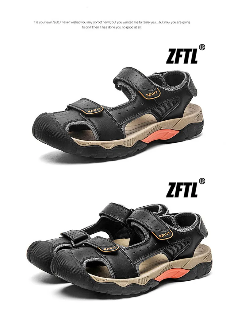 ZFTL Men's Outdoor Sandals New Genuine Leather man casual slippers Summer leisure male light beach sandals Large Size Non-slip