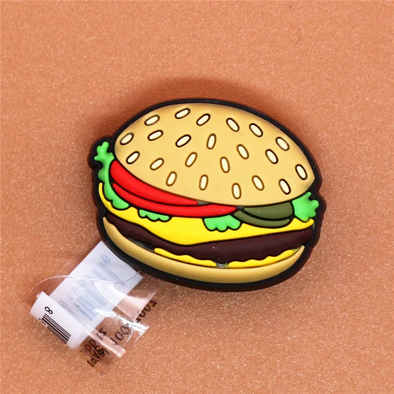 Original 1pcs Novelty Food PVC Shoe Decorations Accessories Donuts Popcorn Omelette Sandals Buckle Charms Kids Party Brand Gift