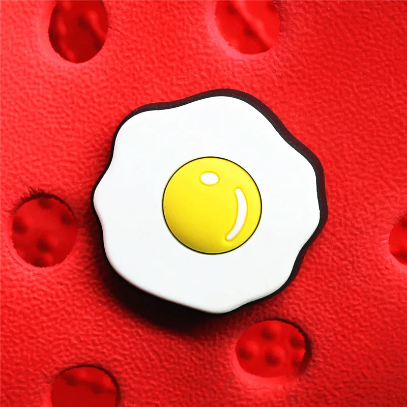 Original 1pcs Novelty Food PVC Shoe Decorations Accessories Donuts Popcorn Omelette Sandals Buckle Charms Kids Party Brand Gift