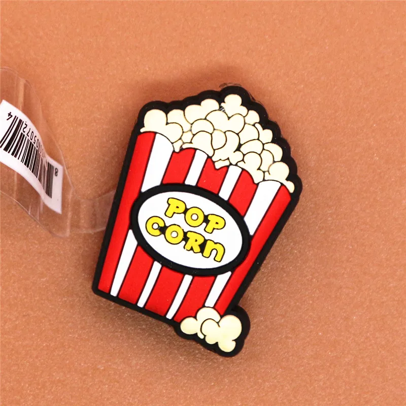 Original 1pcs Novelty Food PVC Shoe Decorations Accessories Donuts Popcorn Omelette Sandals Buckle Charms Kids Party Brand Gift
