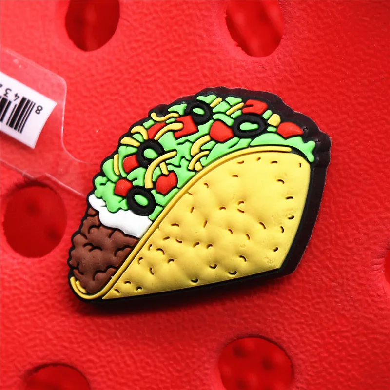 Original 1pcs Novelty Food PVC Shoe Decorations Accessories Donuts Popcorn Omelette Sandals Buckle Charms Kids Party Brand Gift