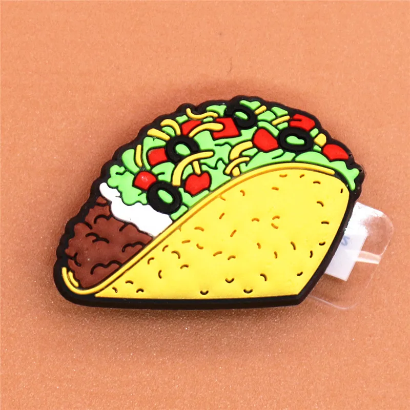 Original 1pcs Novelty Food PVC Shoe Decorations Accessories Donuts Popcorn Omelette Sandals Buckle Charms Kids Party Brand Gift