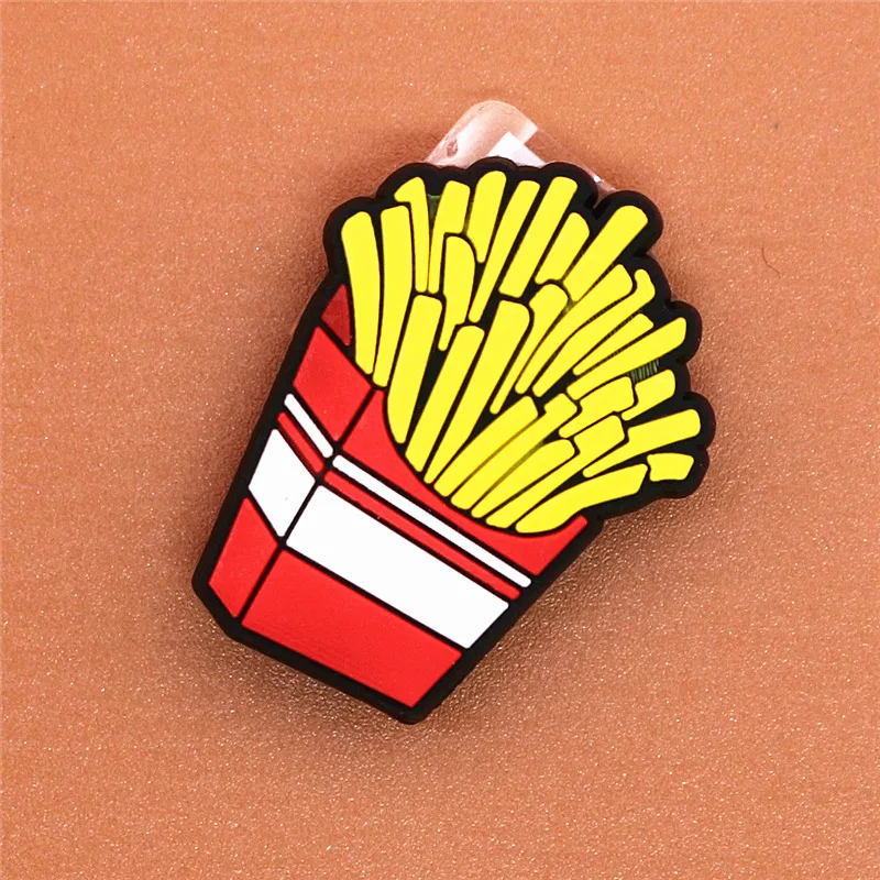 Original 1pcs Novelty Food PVC Shoe Decorations Accessories Donuts Popcorn Omelette Sandals Buckle Charms Kids Party Brand Gift
