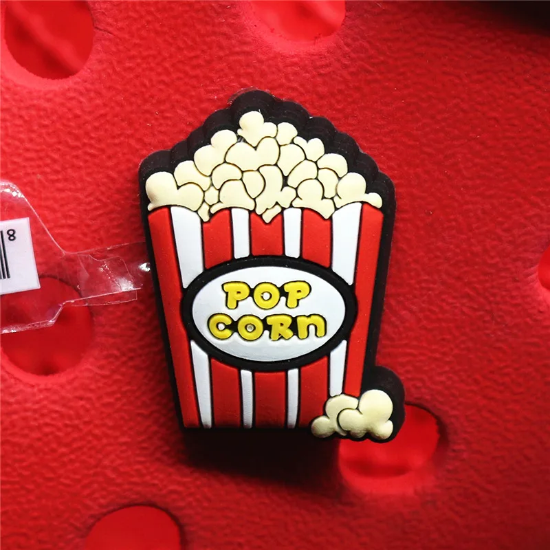 Original 1pcs Novelty Food PVC Shoe Decorations Accessories Donuts Popcorn Omelette Sandals Buckle Charms Kids Party Brand Gift