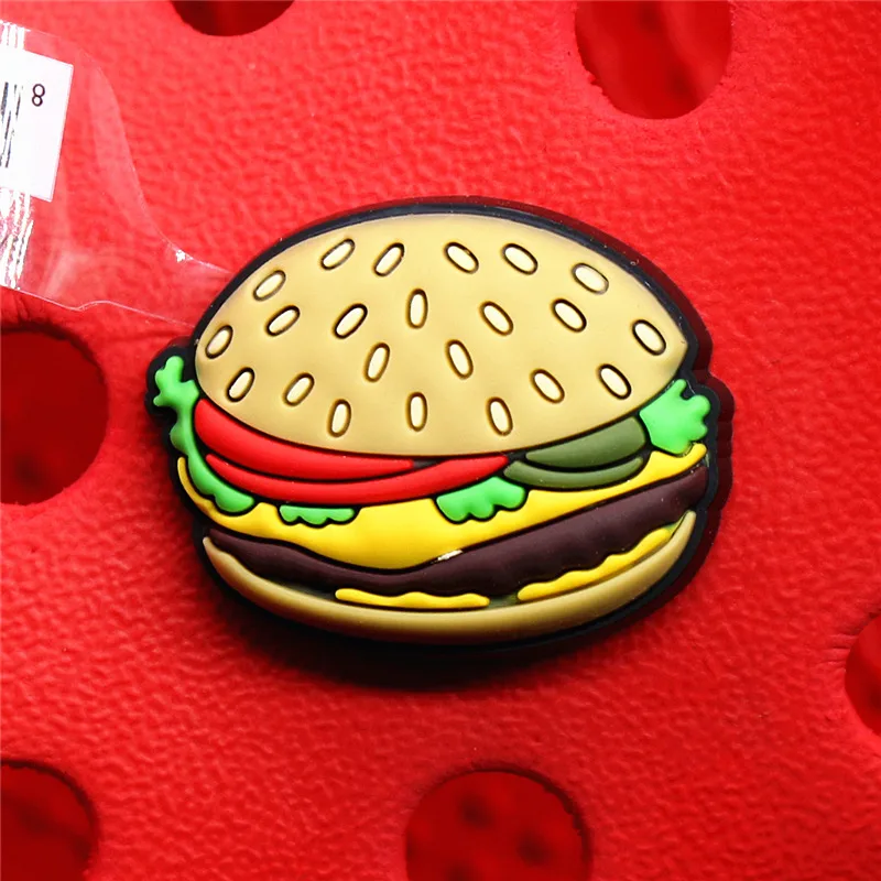 Original 1pcs Novelty Food PVC Shoe Decorations Accessories Donuts Popcorn Omelette Sandals Buckle Charms Kids Party Brand Gift