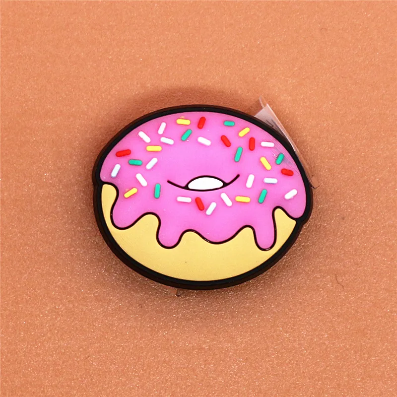 Original 1pcs Novelty Food PVC Shoe Decorations Accessories Donuts Popcorn Omelette Sandals Buckle Charms Kids Party Brand Gift