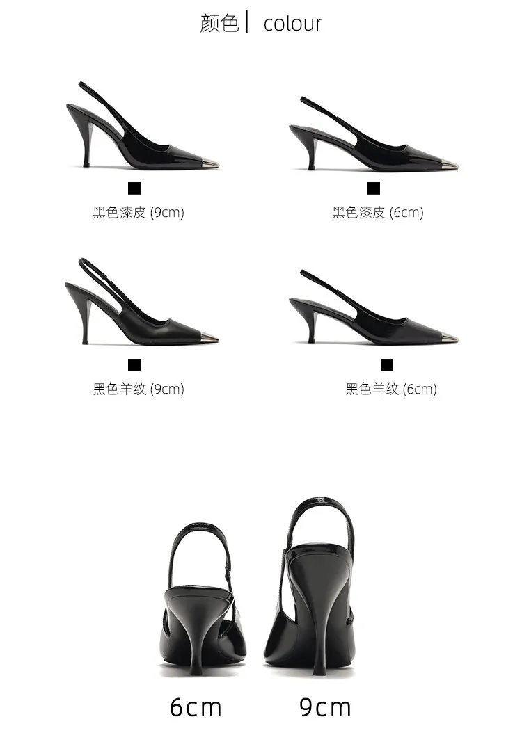 luxury women's shoes Women's Sandals With Heels Summer 2026 Leather Fashion Luxury Brand Pumps Metal Square Head High Heels shes