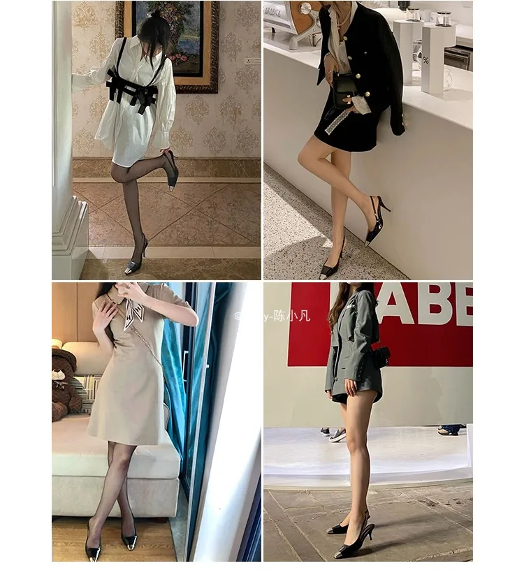 luxury women's shoes Women's Sandals With Heels Summer 2026 Leather Fashion Luxury Brand Pumps Metal Square Head High Heels shes