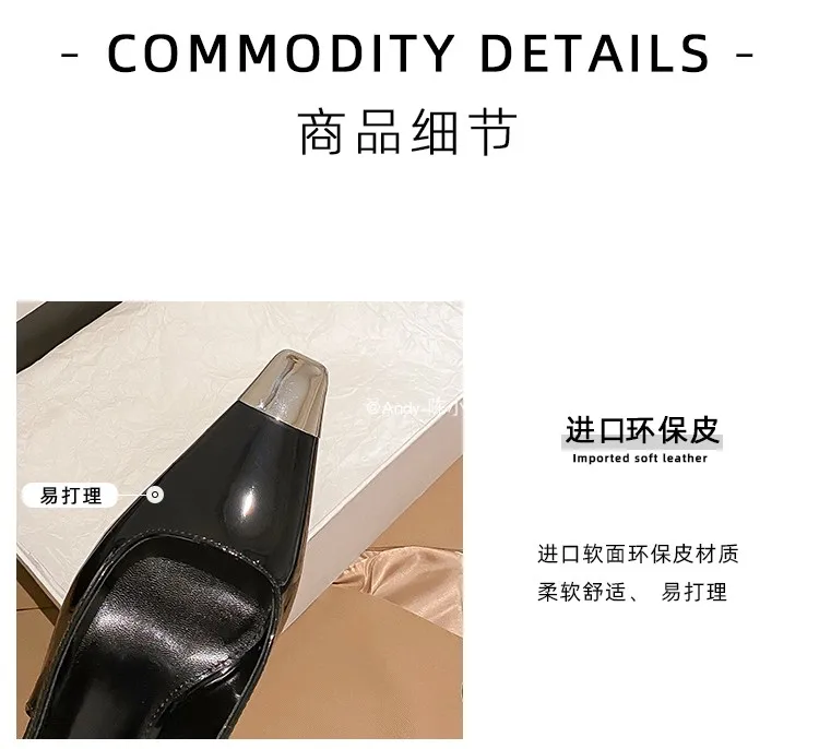 luxury women's shoes Women's Sandals With Heels Summer 2026 Leather Fashion Luxury Brand Pumps Metal Square Head High Heels shes