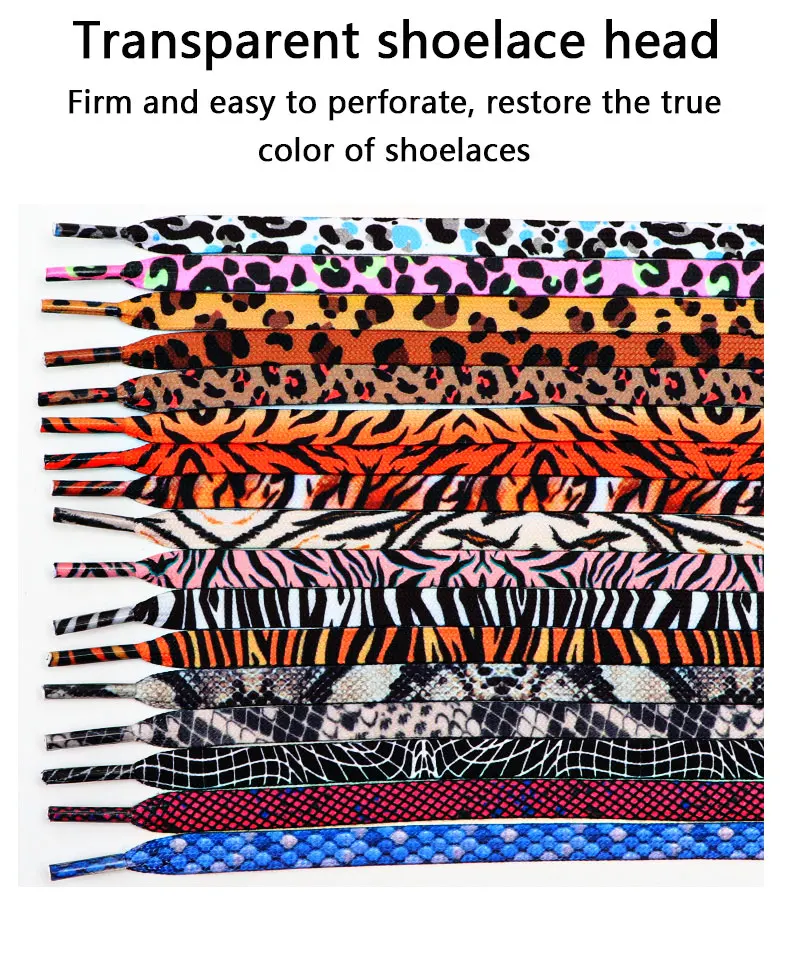 Leopard Print Flat Shoelaces Sneakers Colorful Shoelace Classic Animal Patten Shoe Laces Canvas Zebra Tiger Snake Shoestrings