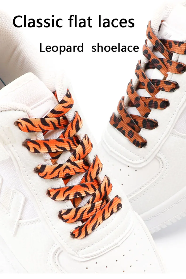 Leopard Print Flat Shoelaces Sneakers Colorful Shoelace Classic Animal Patten Shoe Laces Canvas Zebra Tiger Snake Shoestrings