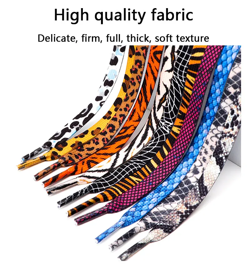 Leopard Print Flat Shoelaces Sneakers Colorful Shoelace Classic Animal Patten Shoe Laces Canvas Zebra Tiger Snake Shoestrings