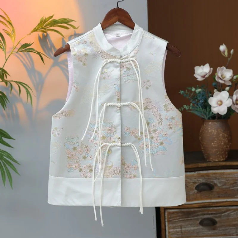 Fashion Spring Vest Women Temperament Button Jacquard Fashion Loose Sleeveless All-match Causal Waistcoat 2024 New Female Jacket