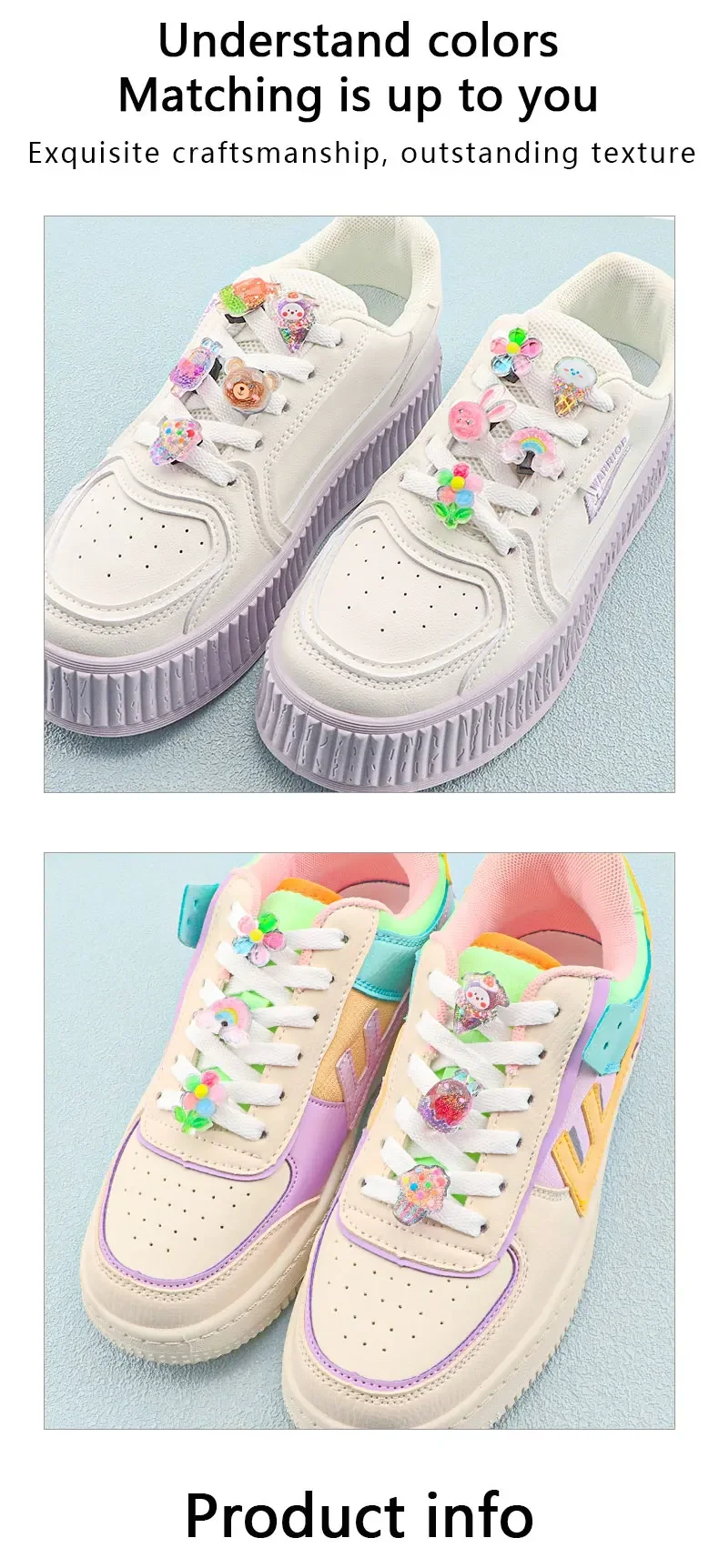 Shoelaces Decorative Clip Children's Bling Glitter Princess Ice Cream Rainbow Shoe Buckle Removable Shoe Charms Decorations 1PCS