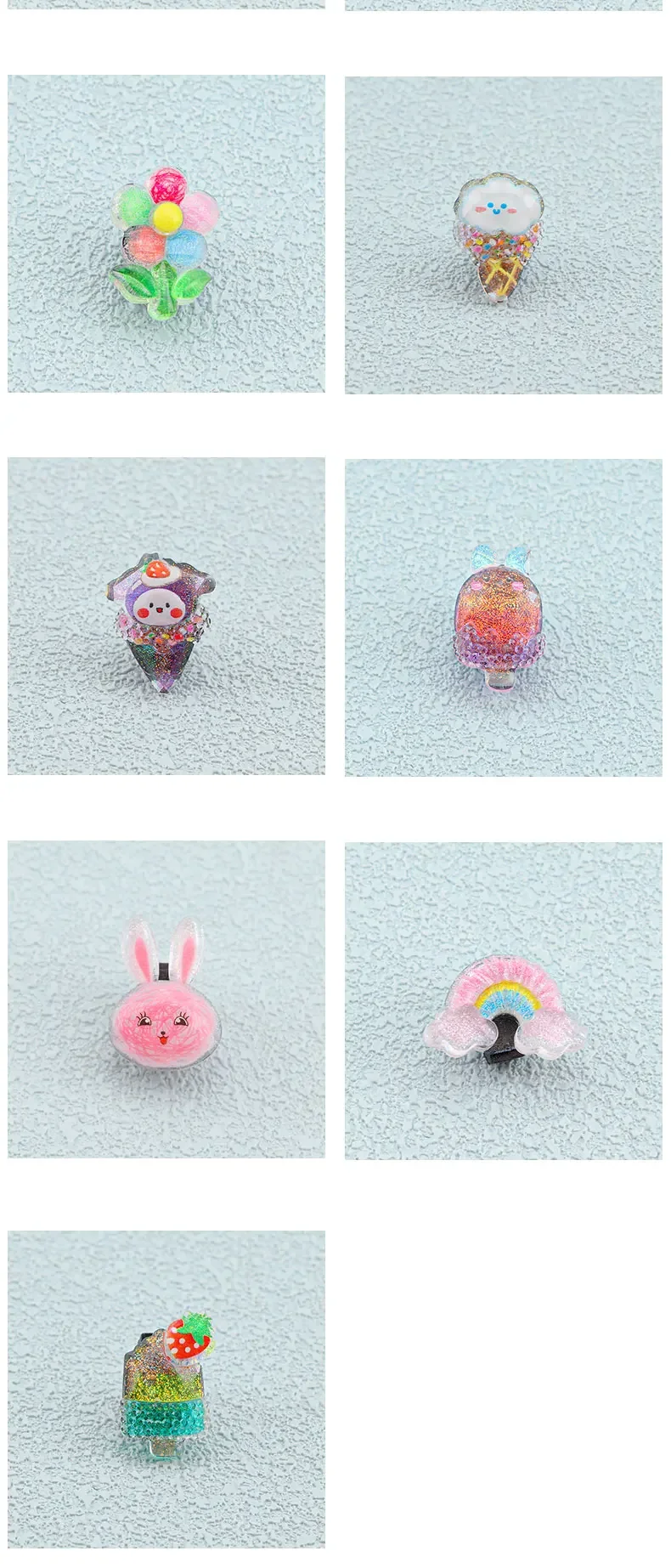 Shoelaces Decorative Clip Children's Bling Glitter Princess Ice Cream Rainbow Shoe Buckle Removable Shoe Charms Decorations 1PCS