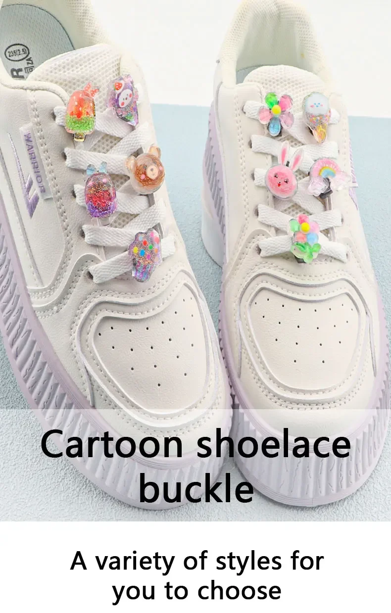 Shoelaces Decorative Clip Children's Bling Glitter Princess Ice Cream Rainbow Shoe Buckle Removable Shoe Charms Decorations 1PCS