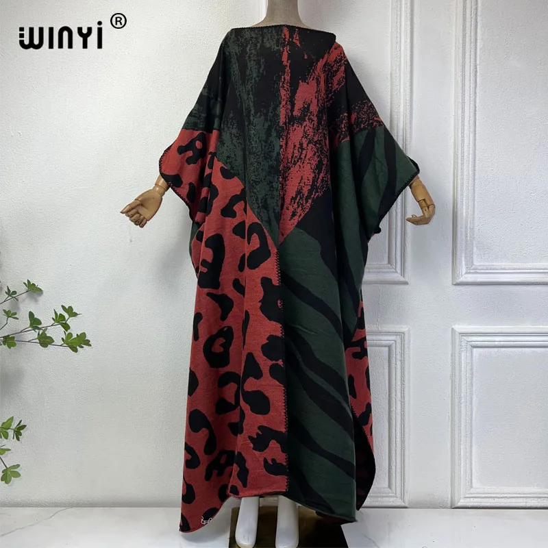 NEW WINYI print Comfort Warm fashion kaftan Holiday Caftan Elegant Africa Women Boho party winter clothes for women long dress