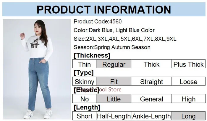 Classic Blue Women Pant Jeans 9XL 140KG 7XL 6XL Plus Size Large High Waist Elastic Denim Pants Female Casual Slim Fit Trousers