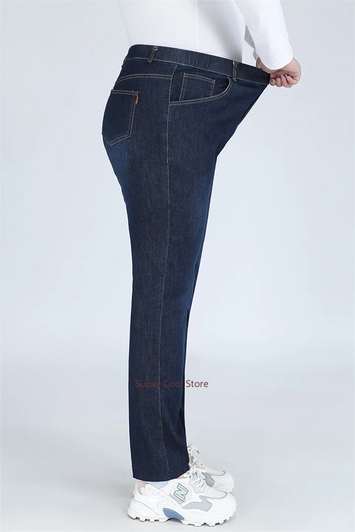 Classic Blue Women Pant Jeans 9XL 140KG 7XL 6XL Plus Size Large High Waist Elastic Denim Pants Female Casual Slim Fit Trousers