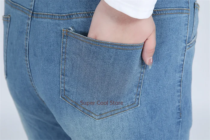 Classic Blue Women Pant Jeans 9XL 140KG 7XL 6XL Plus Size Large High Waist Elastic Denim Pants Female Casual Slim Fit Trousers
