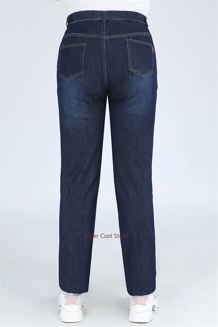 Classic Blue Women Pant Jeans 9XL 140KG 7XL 6XL Plus Size Large High Waist Elastic Denim Pants Female Casual Slim Fit Trousers