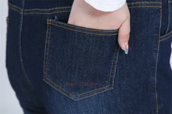 Classic Blue Women Pant Jeans 9XL 140KG 7XL 6XL Plus Size Large High Waist Elastic Denim Pants Female Casual Slim Fit Trousers