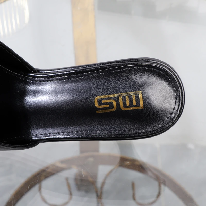 Women's slippers in summer 2024 wear sandals with thin heels high heels buckle is simple elegant black Women shoes