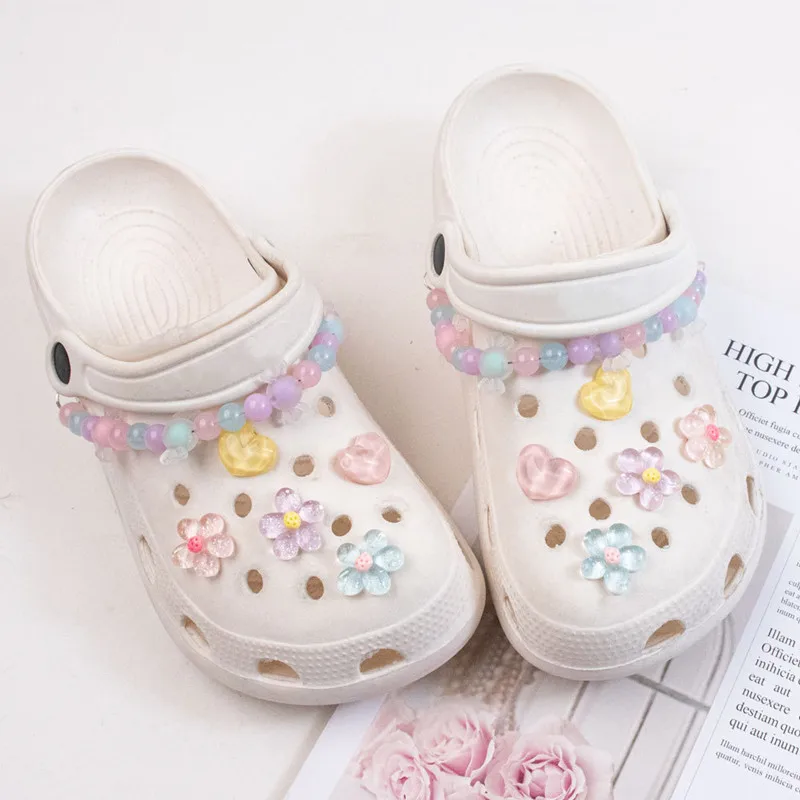 Colorful Daisies Flower Hole Shoes Charms Accessories For Shoe Buckle Cute 5-Petal Flower Shoe Flower DIY Shoes Decorations New