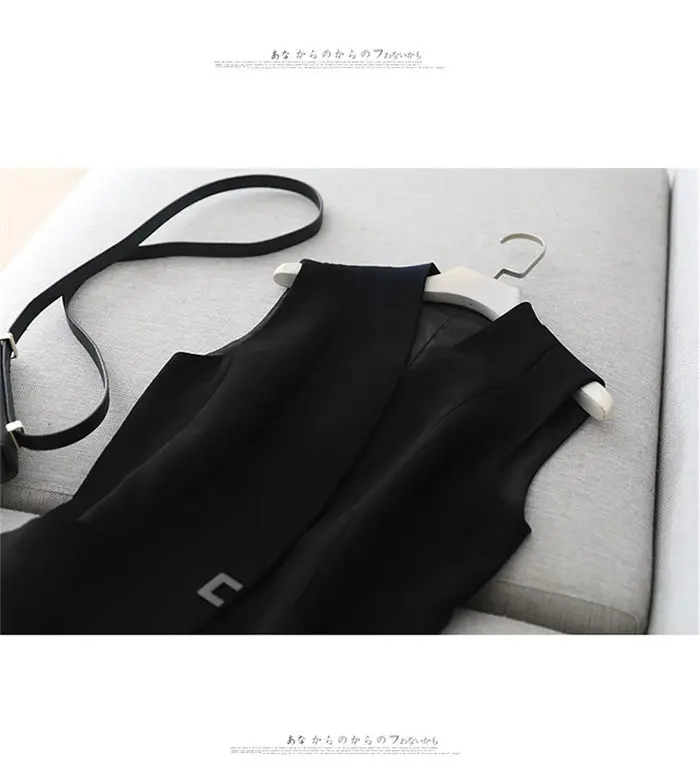 2024 Women's Casual Black Vest Women Clothing Spring Autumn Sleeveless Blazer Jacket Medium And Long Slim Female Waistcoat
