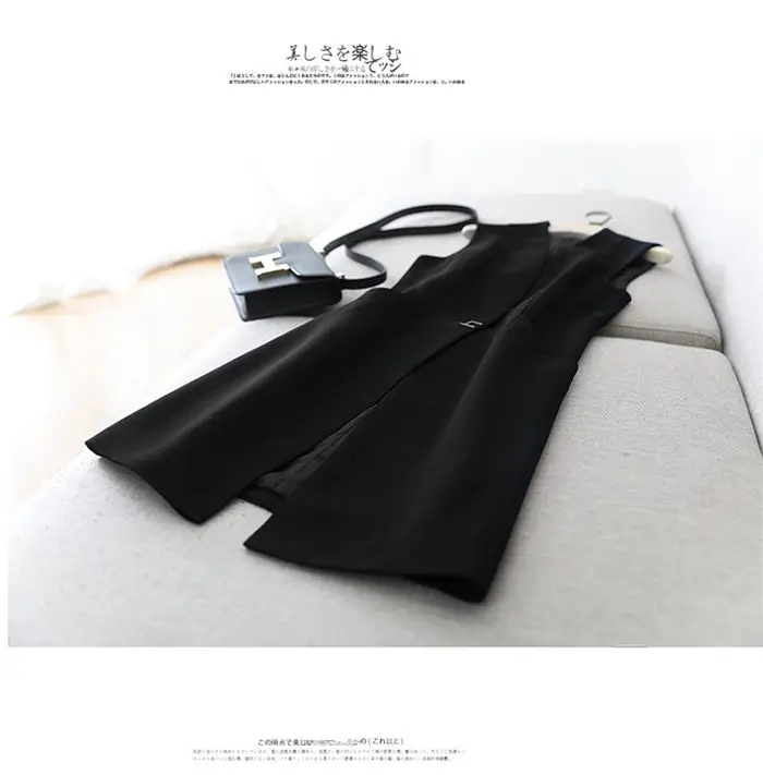 2024 Women's Casual Black Vest Women Clothing Spring Autumn Sleeveless Blazer Jacket Medium And Long Slim Female Waistcoat