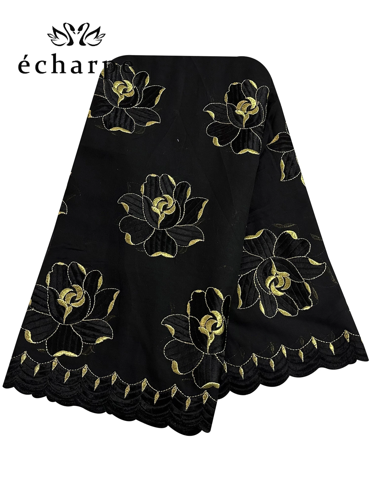 2022 New African Islamic Women Scarf Fashion Pashmina Turban Pray 100% Cotton Embroidered Shawl Wrap Muslim Party Hijab for Lady