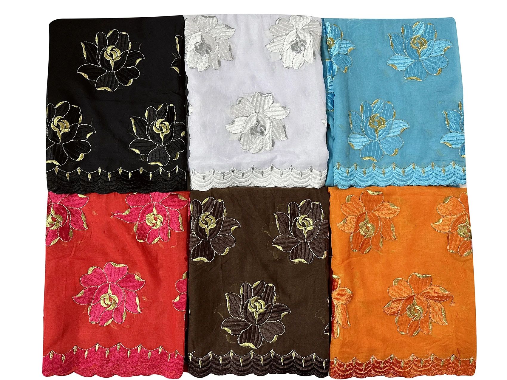 2022 New African Islamic Women Scarf Fashion Pashmina Turban Pray 100% Cotton Embroidered Shawl Wrap Muslim Party Hijab for Lady