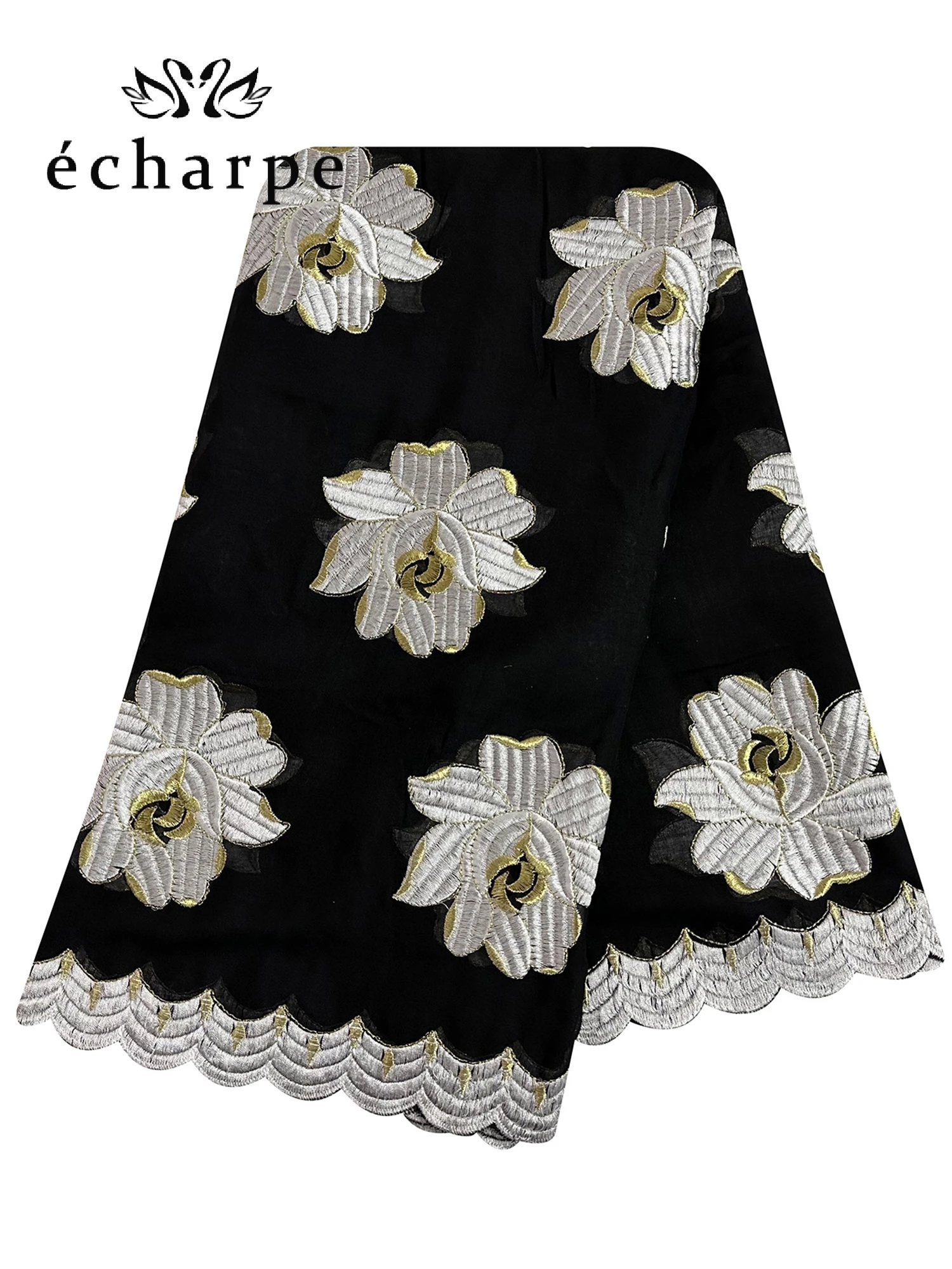 2022 New African Islamic Women Scarf Fashion Pashmina Turban Pray 100% Cotton Embroidered Shawl Wrap Muslim Party Hijab for Lady