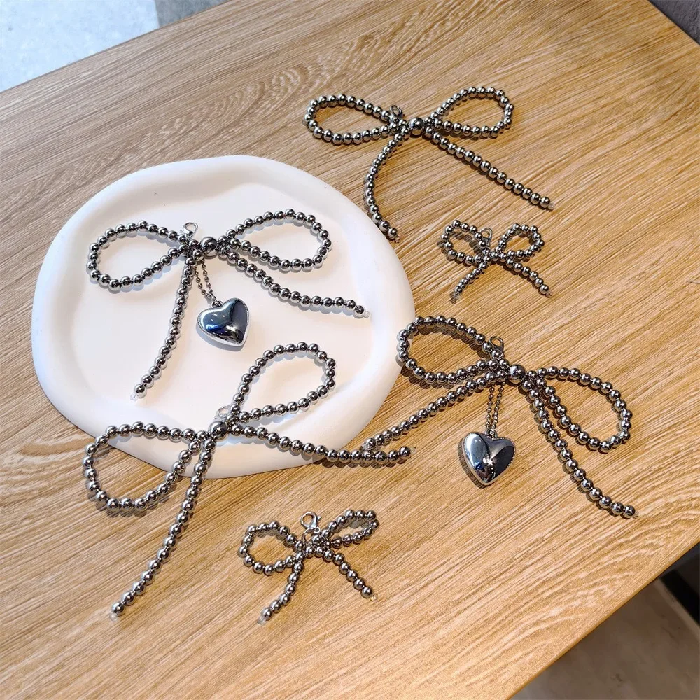 Fashion Silver Pearl Bow Pendant Gemstone Shoe Flower Buckle Girl Heart Premium Ballet Shoes Charms Decoration Accessories 1PCS