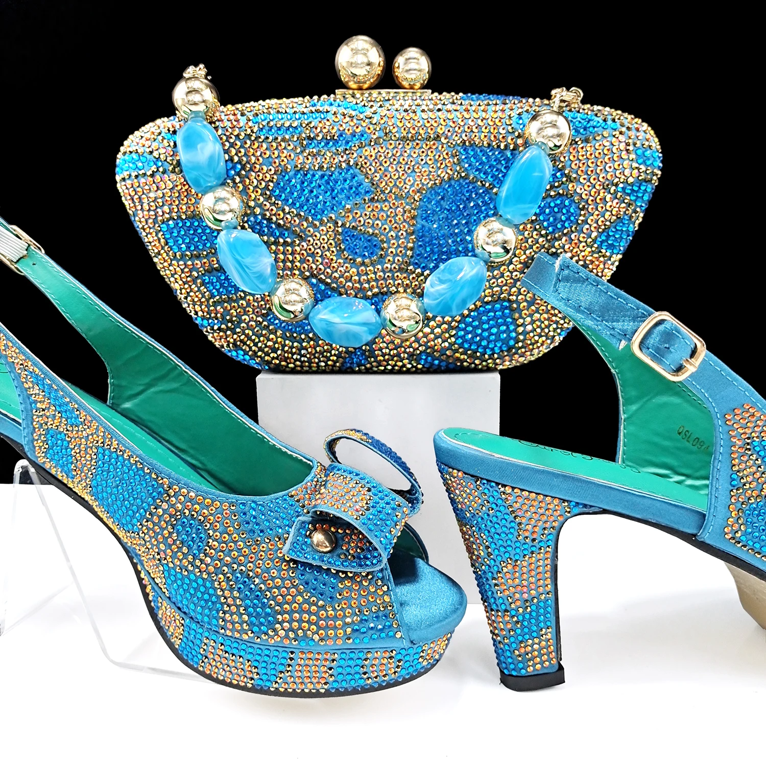 Fashion Design African Style Banquet Shoes And Bag Sexy High Heels And Full Diamond Dual Purpose Mini Bag Ladies Shoes