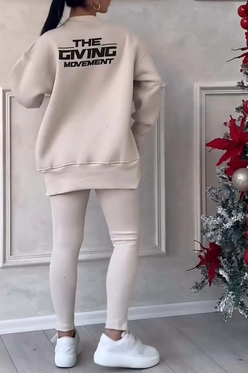 Women's Casual Sweatshirt Sports Set Autumn Winter Fashion Solid Loose Irregular Sweatshirt Top And Slim Trouser Two Piece Sets