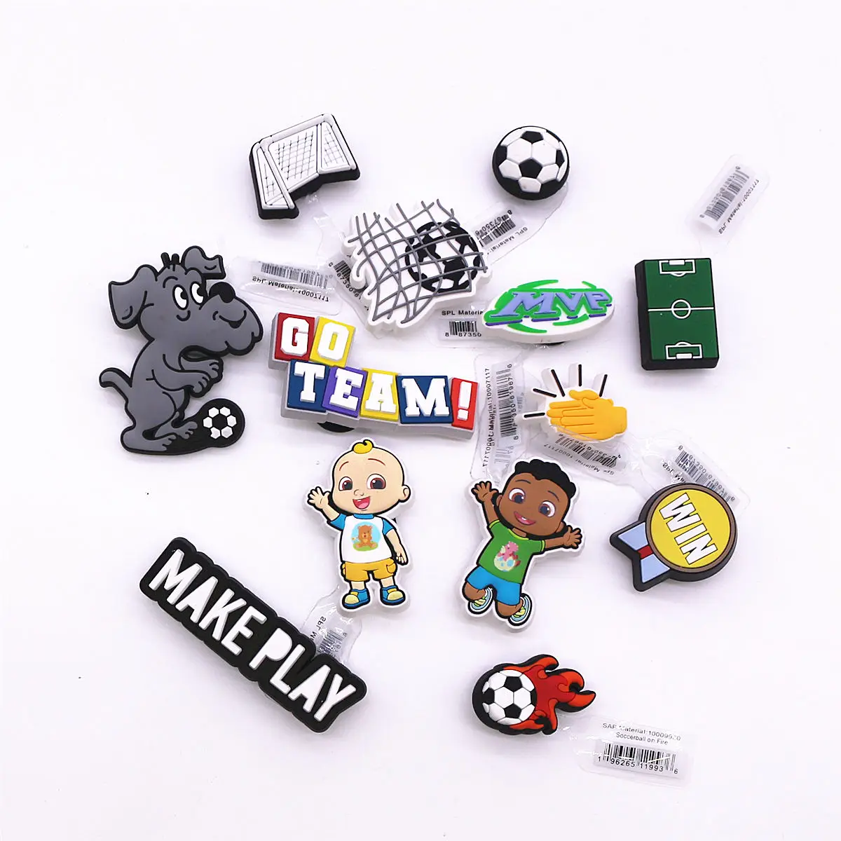 1pcs Original Football PVC Shoe Charms Accessories Make Play MVP Soccer Field Sandals Buckle Decorations Clog Pin Clips Designer