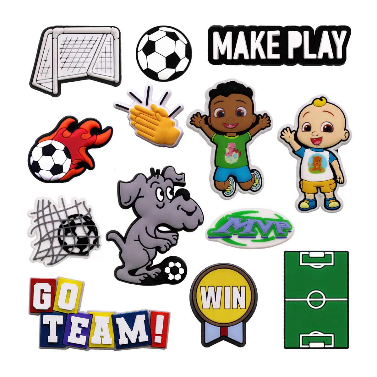 1pcs Original Football PVC Shoe Charms Accessories Make Play MVP Soccer Field Sandals Buckle Decorations Clog Pin Clips Designer