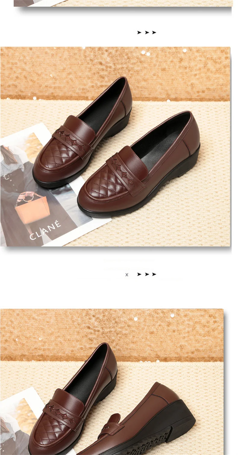 Fashion Retro Black Loafers Shoe for Women Spring New Comfort Soft Leather Low Heel Single Shoe British Round Head Shoe