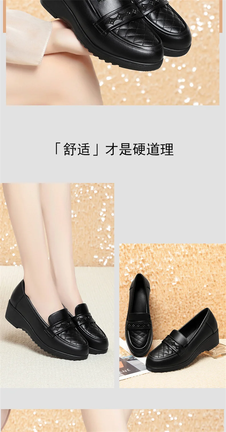 Fashion Retro Black Loafers Shoe for Women Spring New Comfort Soft Leather Low Heel Single Shoe British Round Head Shoe