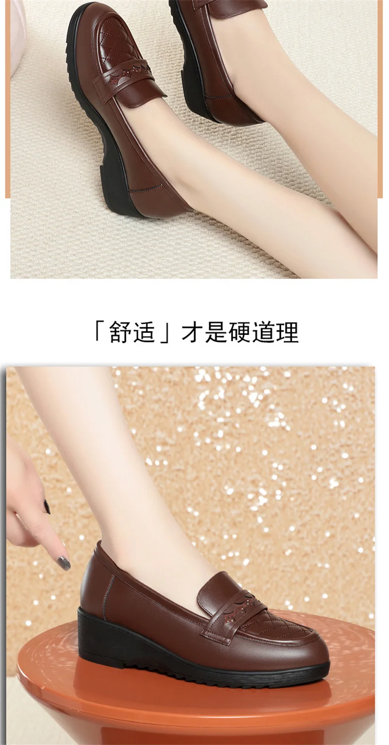 Fashion Retro Black Loafers Shoe for Women Spring New Comfort Soft Leather Low Heel Single Shoe British Round Head Shoe