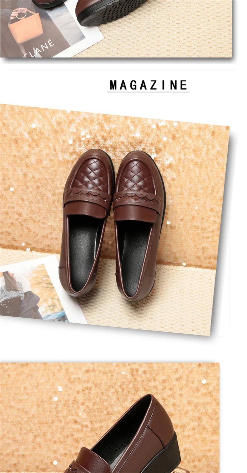 Fashion Retro Black Loafers Shoe for Women Spring New Comfort Soft Leather Low Heel Single Shoe British Round Head Shoe