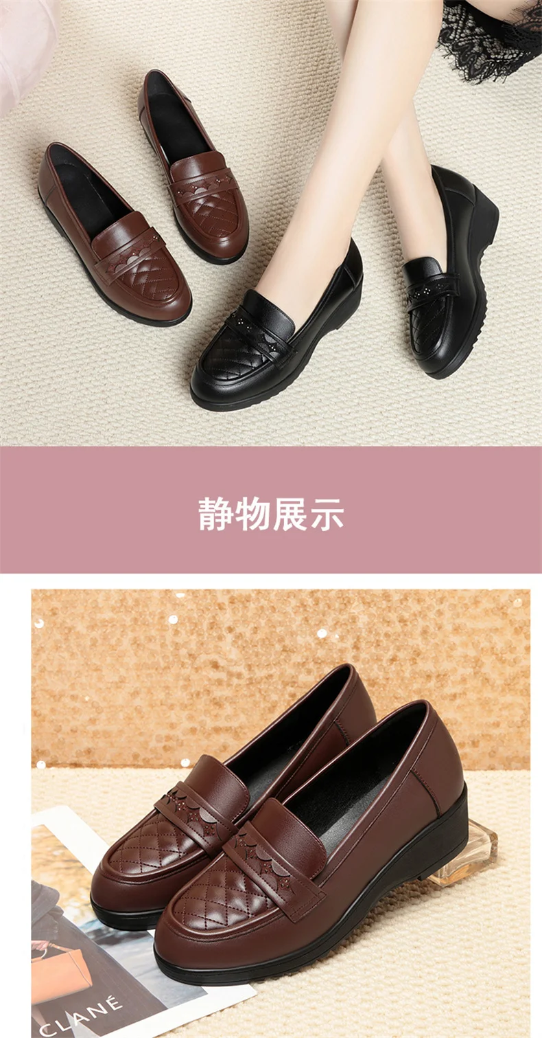 Fashion Retro Black Loafers Shoe for Women Spring New Comfort Soft Leather Low Heel Single Shoe British Round Head Shoe
