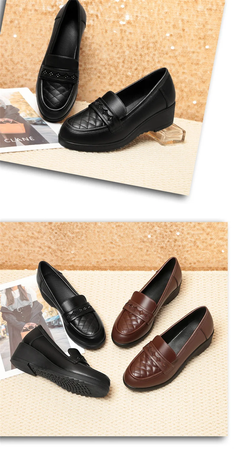Fashion Retro Black Loafers Shoe for Women Spring New Comfort Soft Leather Low Heel Single Shoe British Round Head Shoe