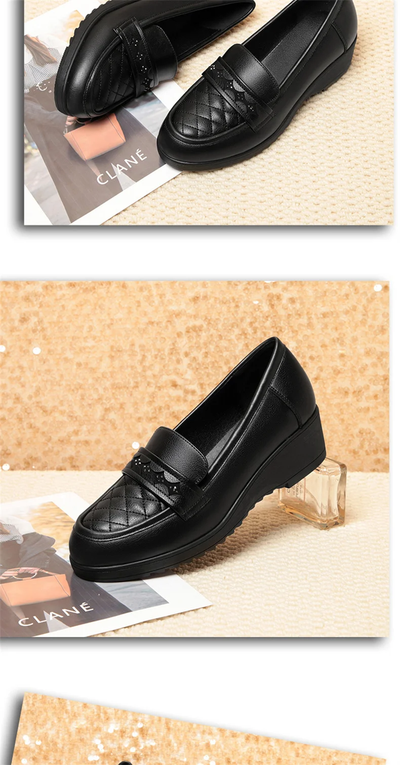 Fashion Retro Black Loafers Shoe for Women Spring New Comfort Soft Leather Low Heel Single Shoe British Round Head Shoe