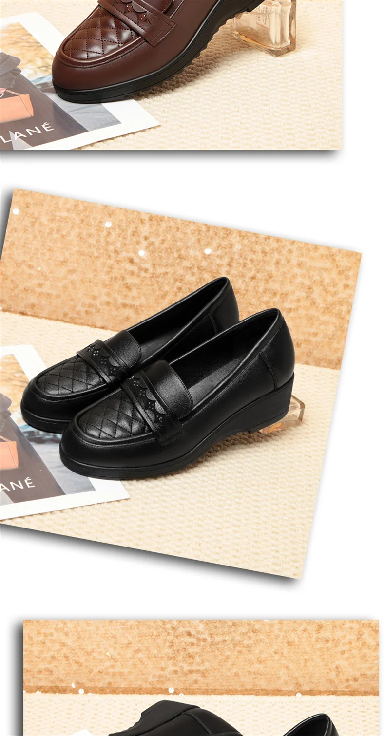 Fashion Retro Black Loafers Shoe for Women Spring New Comfort Soft Leather Low Heel Single Shoe British Round Head Shoe