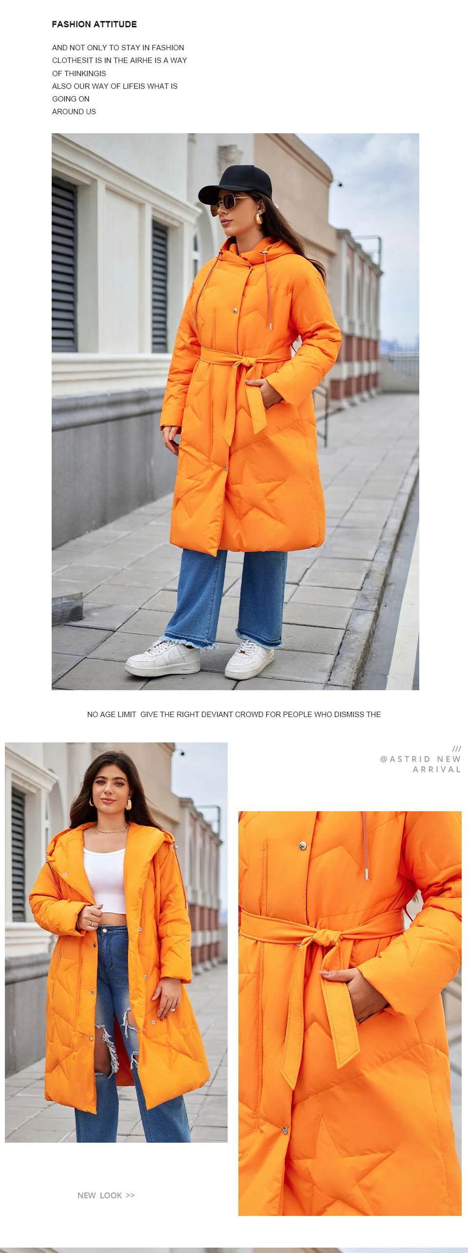 Astrid Fashion Women's Autumn Winter Parka Plus Size Woman Clothing Long Loose Padding Warm Hood Lady Quilted Jacket Coats Belt